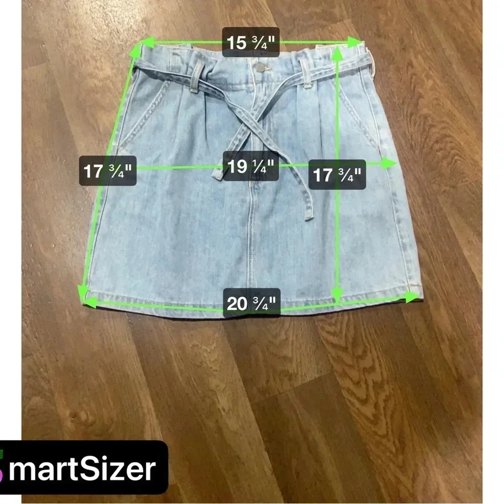 Hollister Ultra High Rise Paperbag Waist Light Wash Jean Mini Skirt size 11